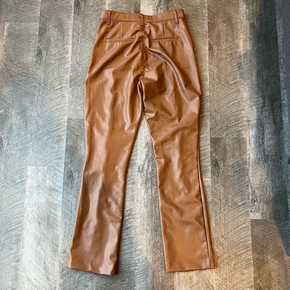 Abercrombie & Fitch Ultra High Rise Vegan Faux Leather Pants Split Hem Brown - Picture 5 of 6